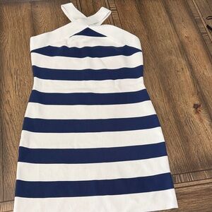 Striped Halter Dress in Navy and White